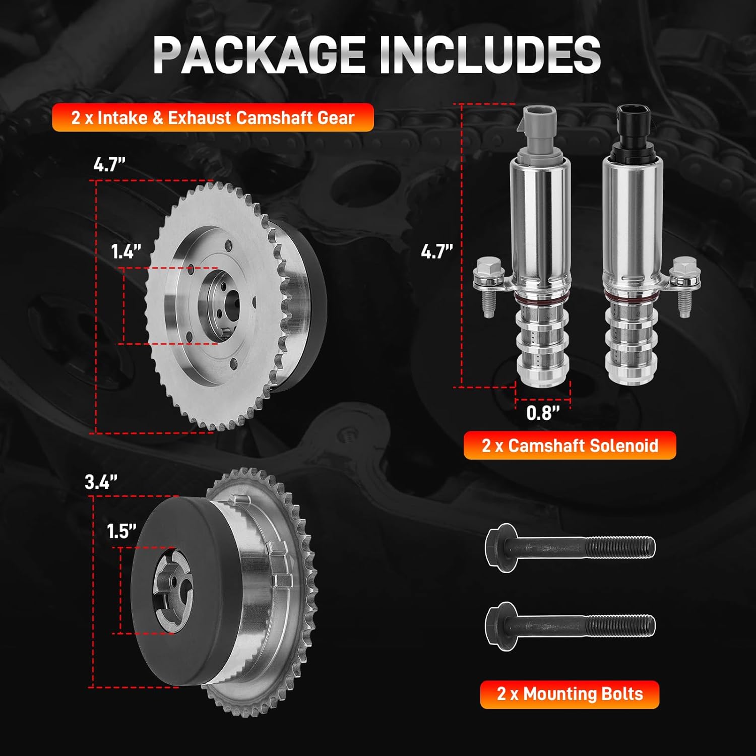 Engine Timing Intake Exhaust Camshaft Sprocket Cam Phaser VVT Gear with Solenoid Compatible with Buick Verano Chevy Equinox Malibu GMC Terrain Pontiac G5 2006-2017 2.2L 2.4L Replace# 917-254 12578516