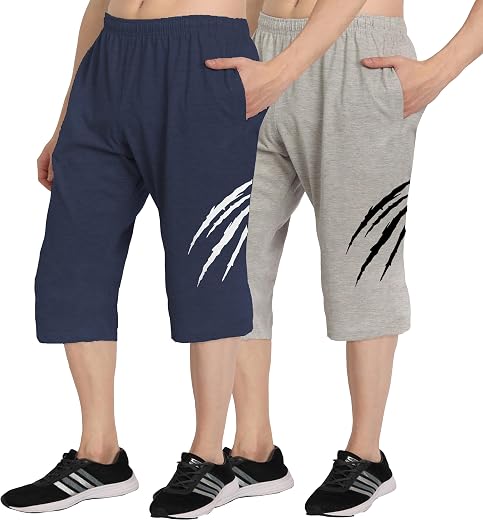 West Gate Clothing Plus Size Mens Three Fourth for Men | Mens Cotton Capri | Men's 3/4 Combo Pack 2 | Roar Print | Men's C...