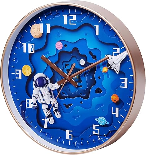 Vista 2 de KSYOU Reloj de pared silencioso de 11.8 in de diámetro, movimiento de cuarzo, pantalla analógica, unisex, color blanco