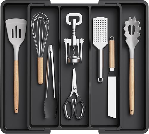 Miniatura 2 de Lifewit Organizador de utensilios para cajones de cocina, bandeja de utensilios de cocina expandible, soporte ajustable para cubiertos, espátula de