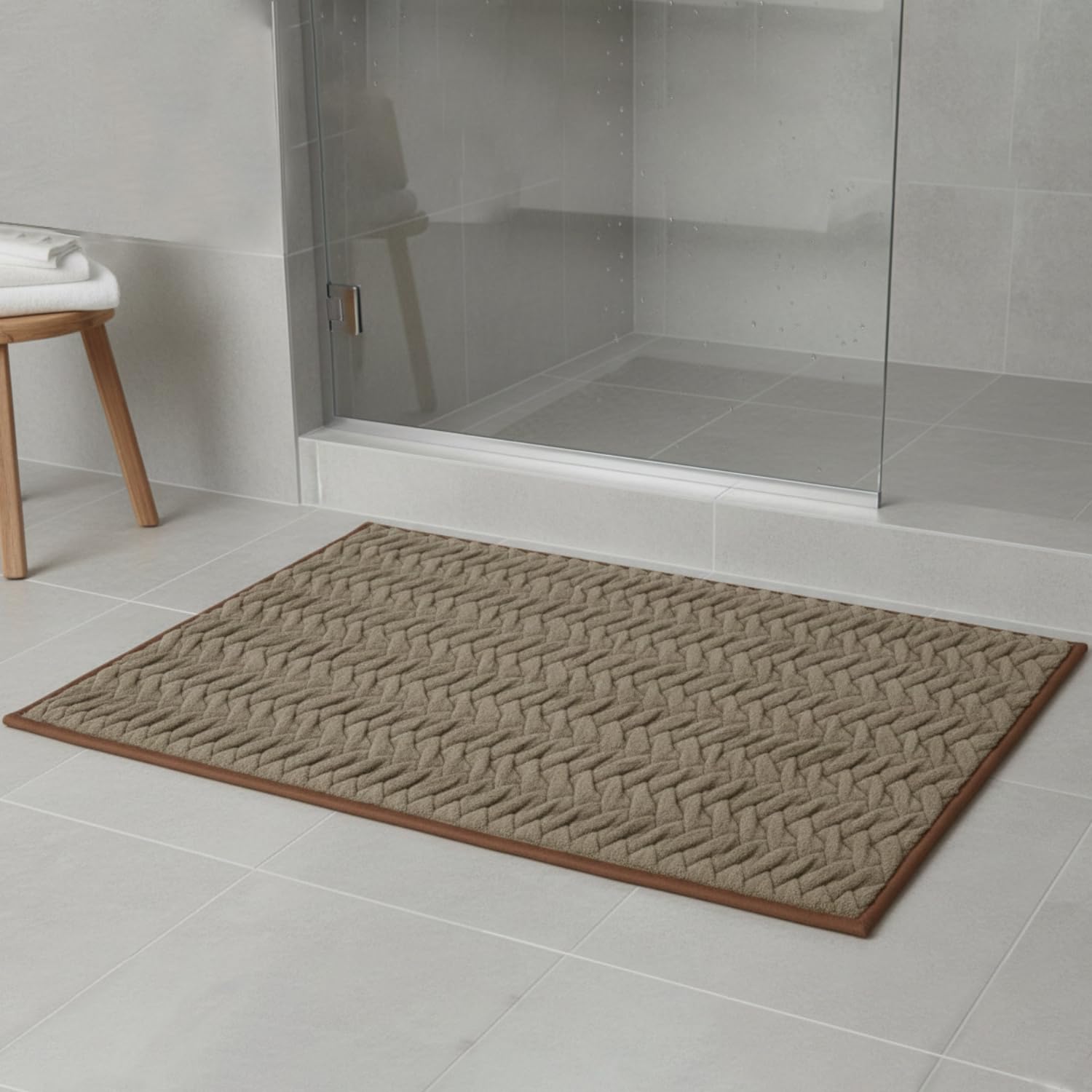 Tapis antidérapant lavable Falena marron 40x60 contre sol mouillé