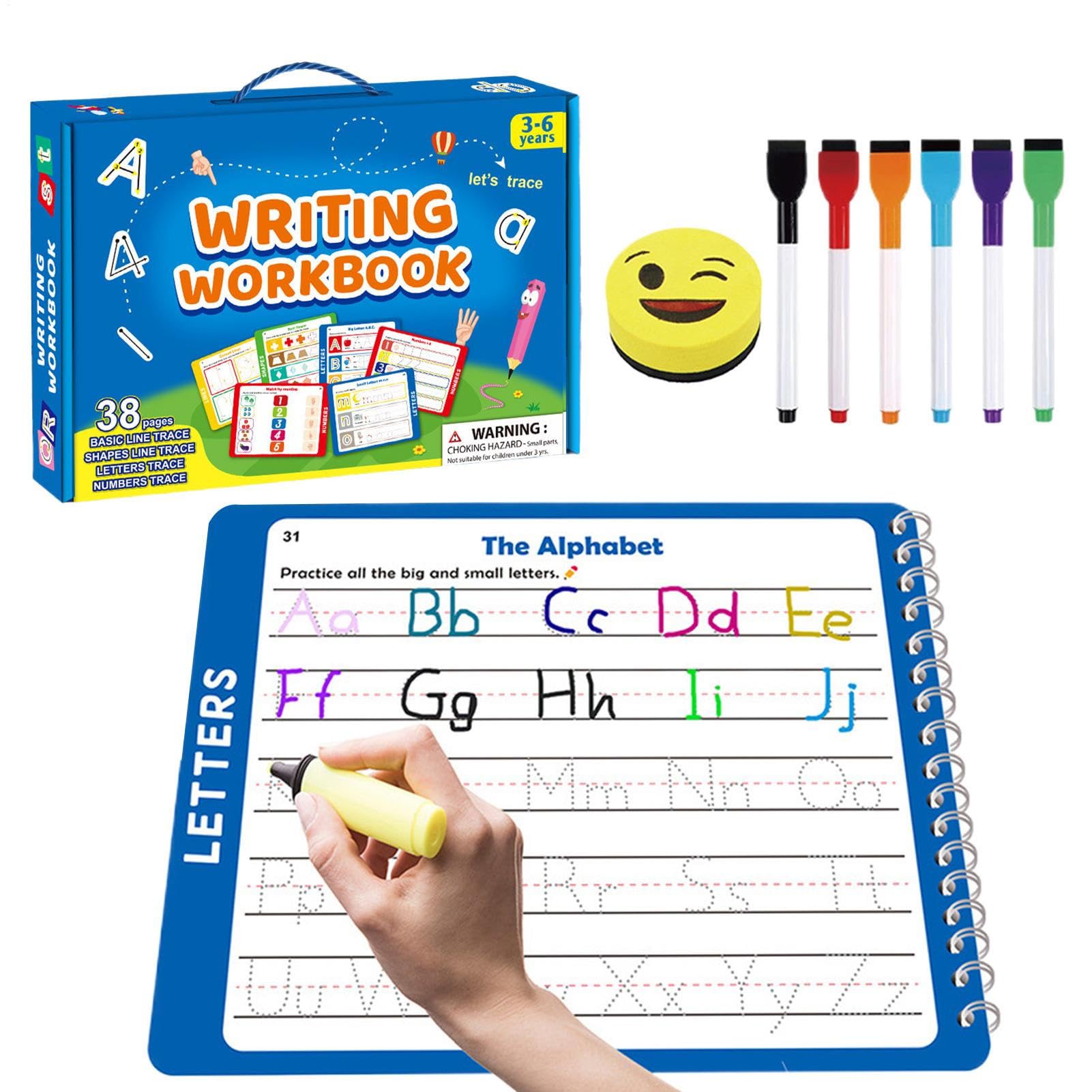 Libro De Letras Trazables Cuaderno Reutilizable de Escritura, Juguete de | Libro De Letras Trazables Y Escritura A Mano Para Niños Aprendizaje Infantil Pequeños Preesco