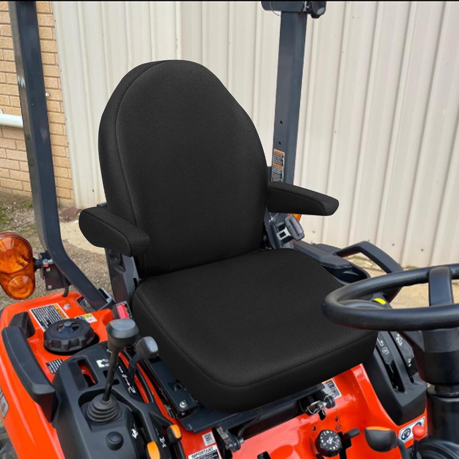 Tractor Seat Cover Compatible with Kubota BX2380/BX2680, Heavy Duty Knitted Sponge Seat Cover with Armrests & Tool Pockets