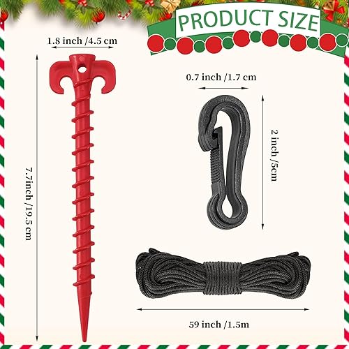 Vista 16 de AUGSUN Juego de 27 estacas inflables de plástico, incluye estacas de tienda, cuerdas de correas y ganchos, estacas de jardín resistentes para Verde