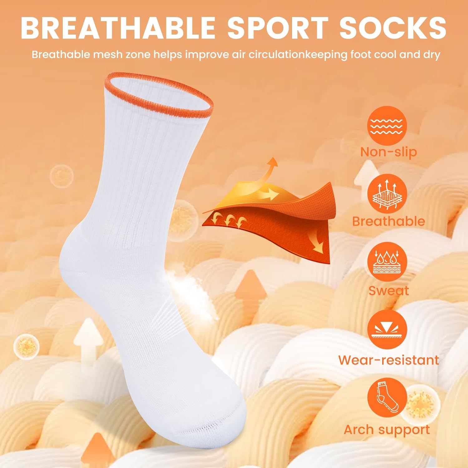 Sport Socks: Cushioned Athletic Socks for Men & Women, 3-Pair Pack for Running, Hiking, Basketball & Work - Image 5