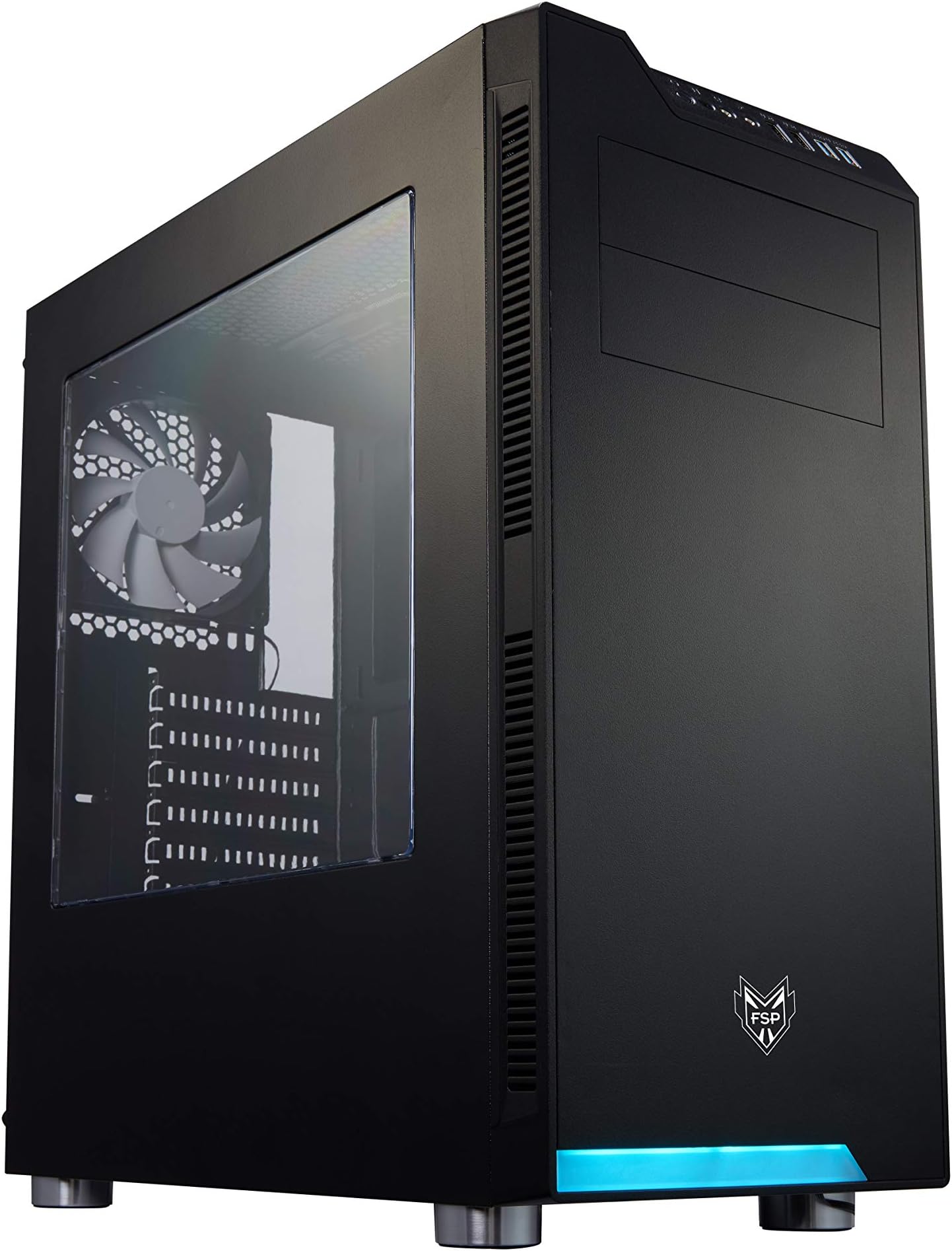FSP POC000029 Fortron CMT240B PC Case, 6 Fans Supported and 1 x Pre-installed, 7 x Expansion Slots, 2 x Optical Drives, 2 x HDD and 2 x SSD Indentations, Black, Cmt240 Black