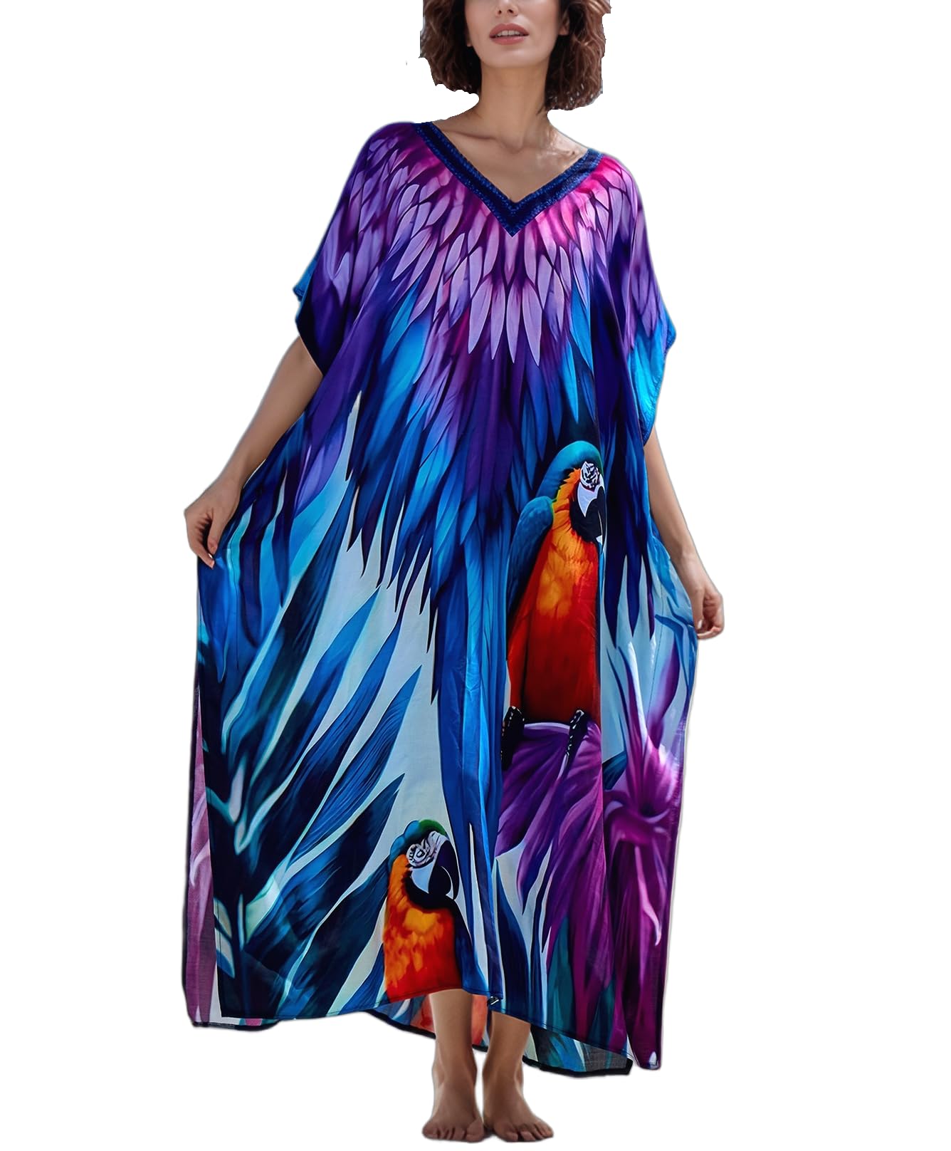 NFVNKJ Women's Plus Size Beach Lounge Kaftan Maxi Dress Swimsuit Coverup for Women