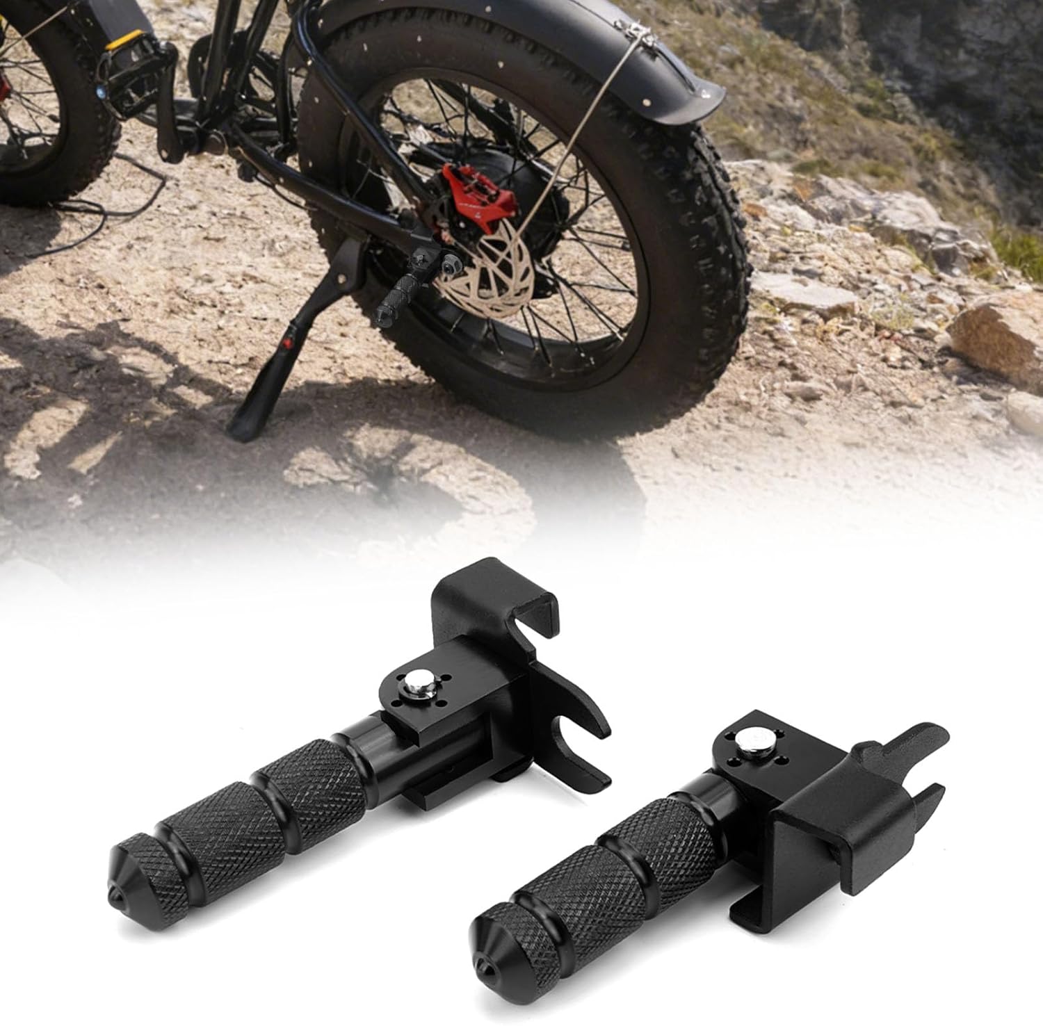 Upgraded Passenger Foot Pegs for Ridstar Q20, Bicycle Bike Pegs, 90 Degree Foldable M8 Bolts Aluminum Alloy Footpegs Foot Rest Pedals for Ridstar Q20, Rearsets Foot Rest (Black Foldable)