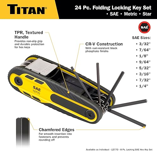 Miniatura 10 de Titan 12772 Juego de llaves de estrella plegables de 8 piezas