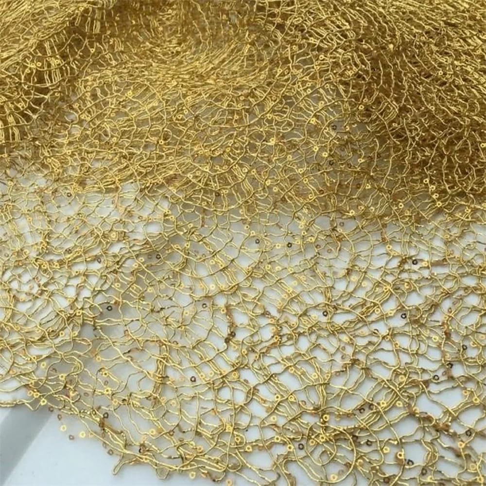 Tul de poliéster de primera calidad, Tela hueca de lentejuelas doradas, plateadas y negras, estilo DIY, abrigo for espectáculo, vestido, 1 yarda(No.2)