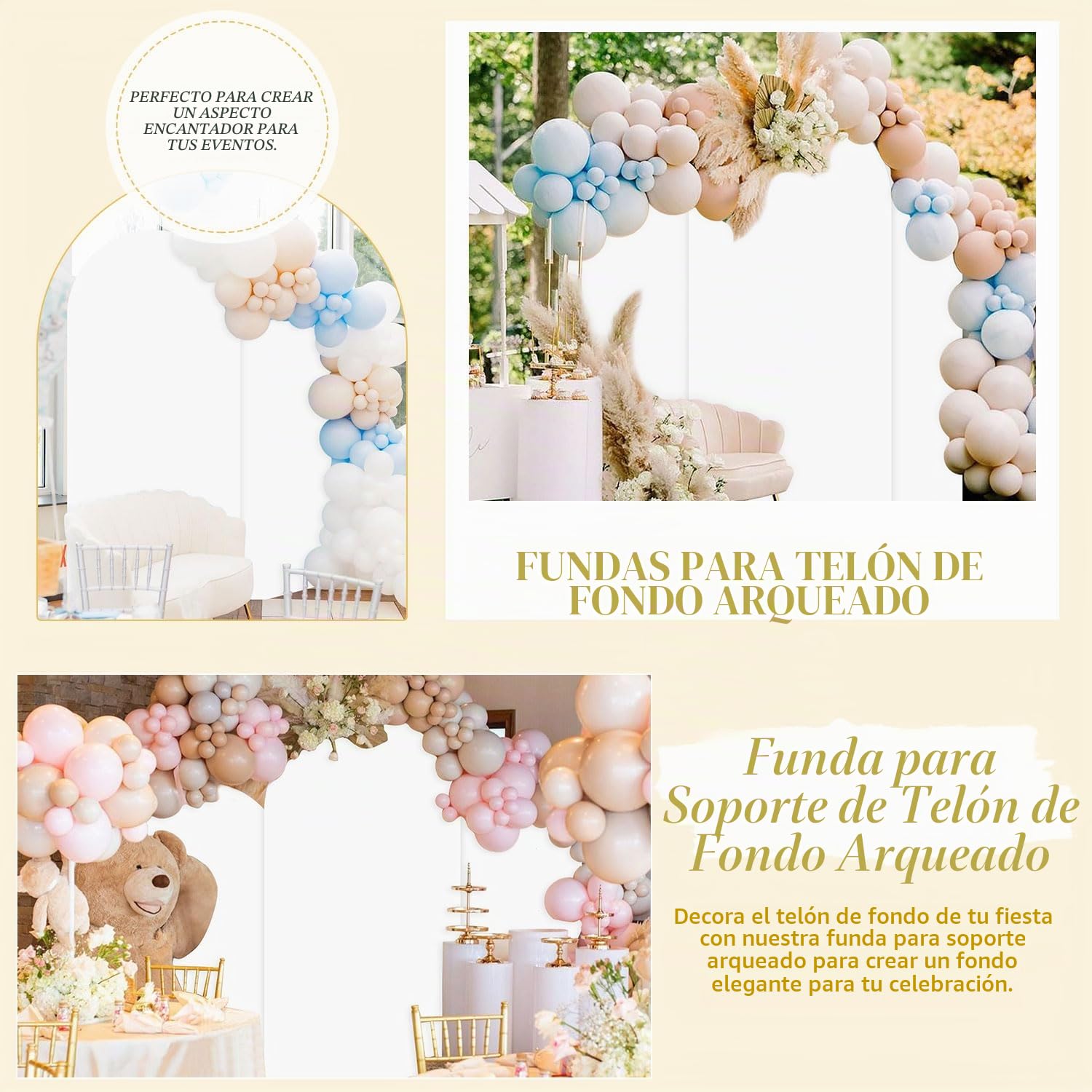FUHSY Juego de 3 cubiertas de arco de spandex para boda, 1,2 m, 1,5 m, 1,8 m, arco blanco, cubierta de arco de Chiara, cubierta elástica para fiesta de cumpleaños, boda