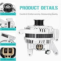 Vista 2 de Nuevo alternador Compatible con Mazda 3 2.0L 2.3L 2004-2009, Compatible con Mazda 3 2007-2009 (No para Mazdaspeed) Compatible con Mazda 5 2.3L 2006
