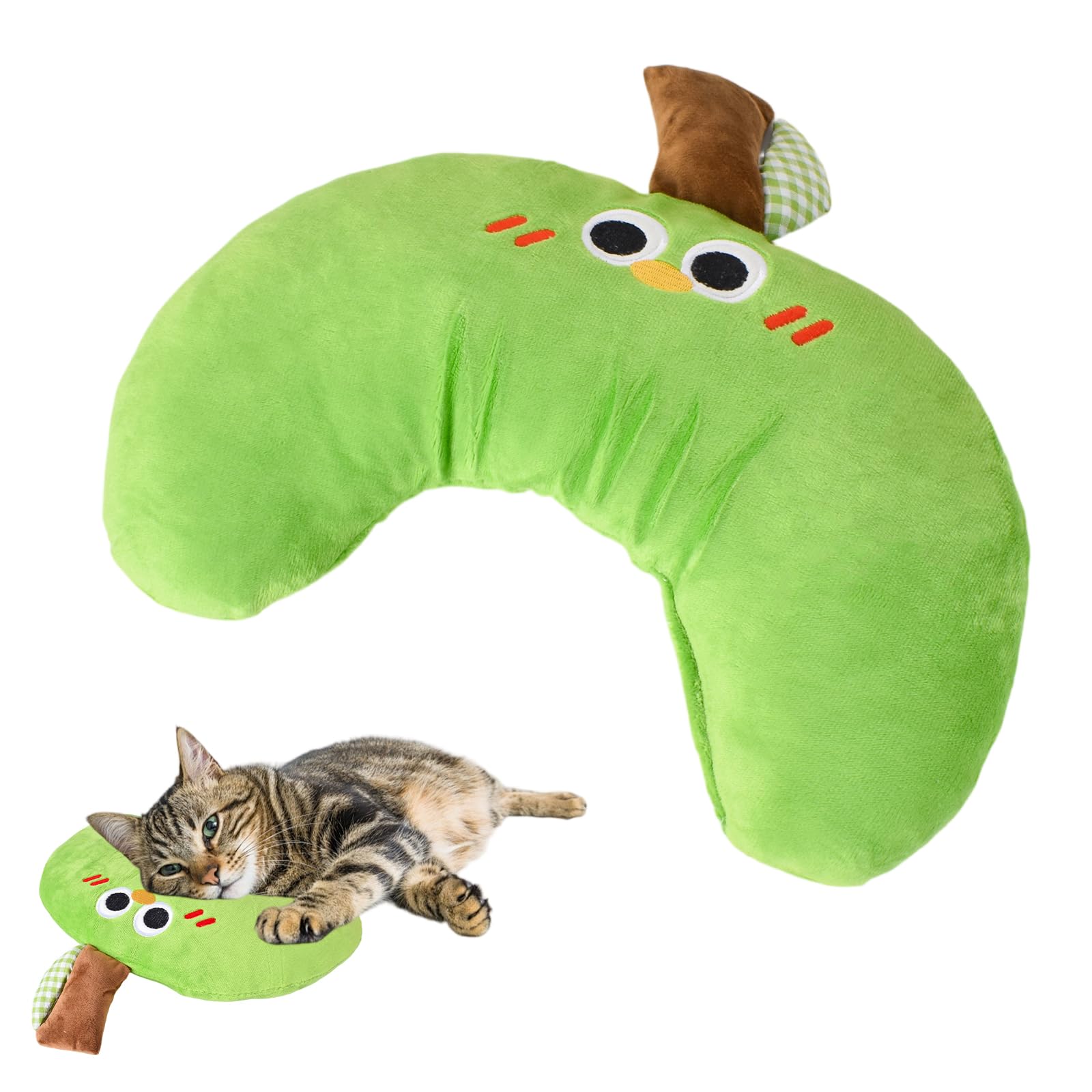 Suave Almohada de Felpa para Mascotas, 30x23 cm Almohada Bonita para Mascotas, Almohada para Perros Lavable, Ergonómico Almohada para Mascotas con Soporte para el Cuello, para Sueño Tranquilo(Verde)