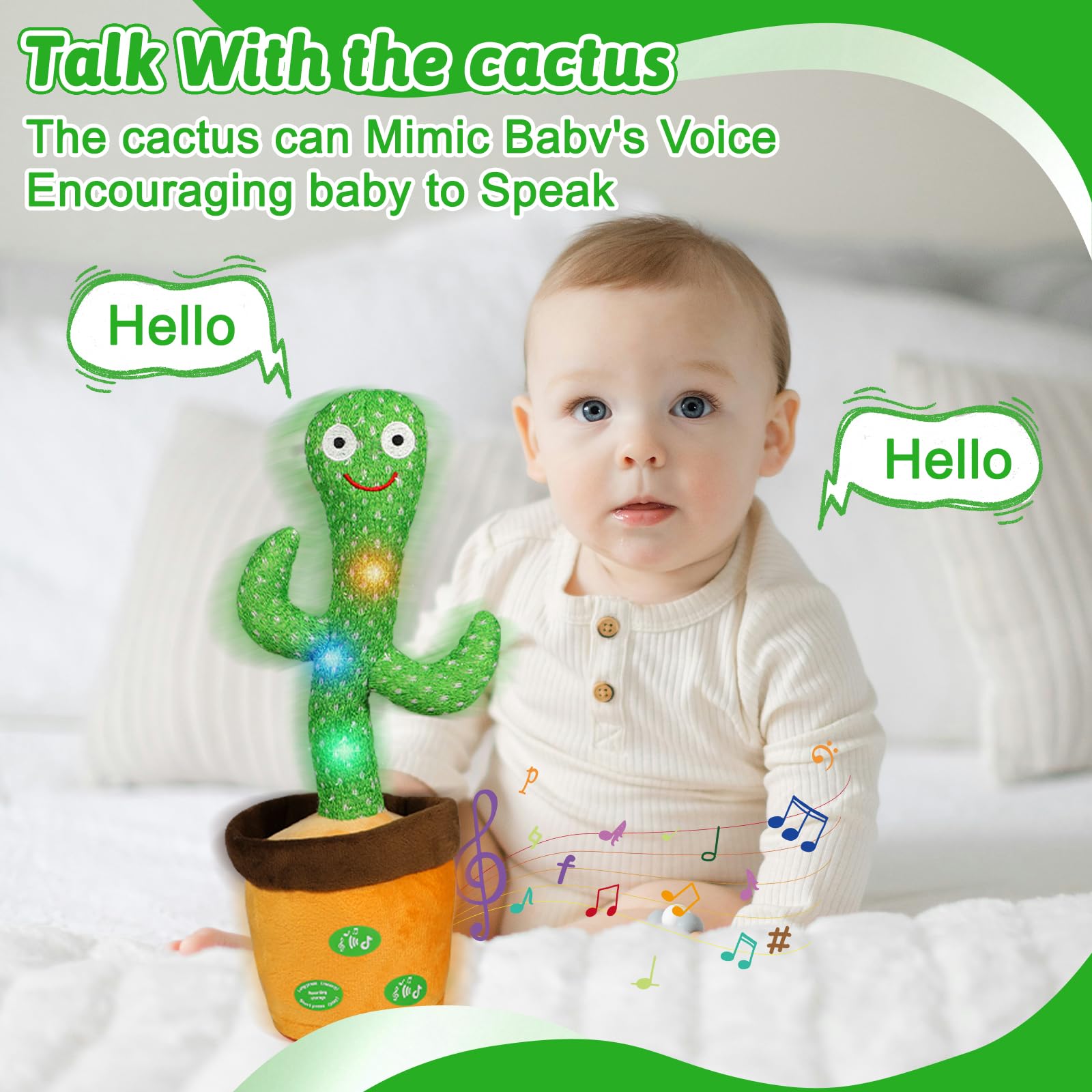 MeHoo Cactus Qui Danse et Répète avec Contrôle du Volume Jouet Éducatif pour Bébé