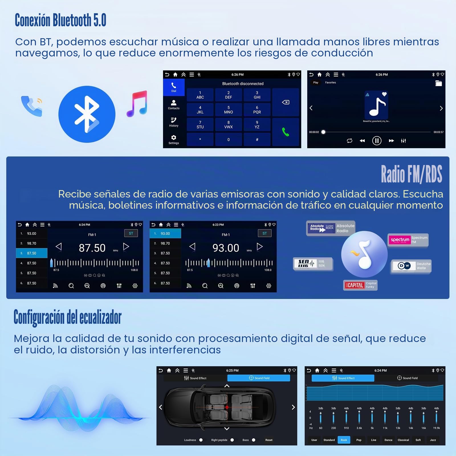 [4G+64G] Inefala Android 15 Radio Coche para Kia Rio 2012-2015 con Wireless Carplay Android, 9 Pulgadas Pantalla Autoradio con Navi GPS WiFi RDS/FM Bluetooth EQ SWC Cámara Trasera Mic