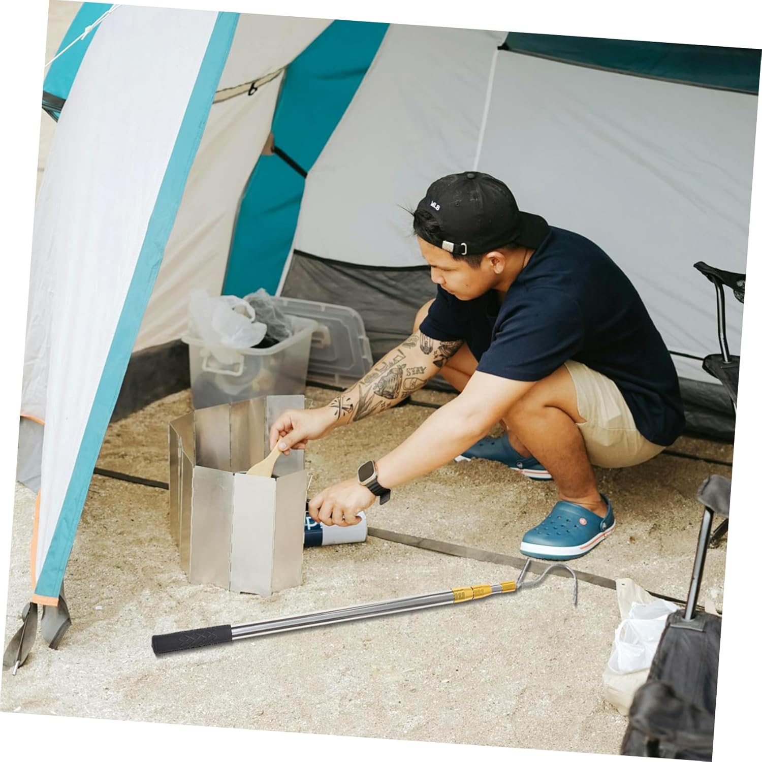 Portable Rv Awning Puller Rod Vertical Pull Tool for Quick Setup of Tents Efficient Camping Equipment for Outdoor Use Compact Design Storage