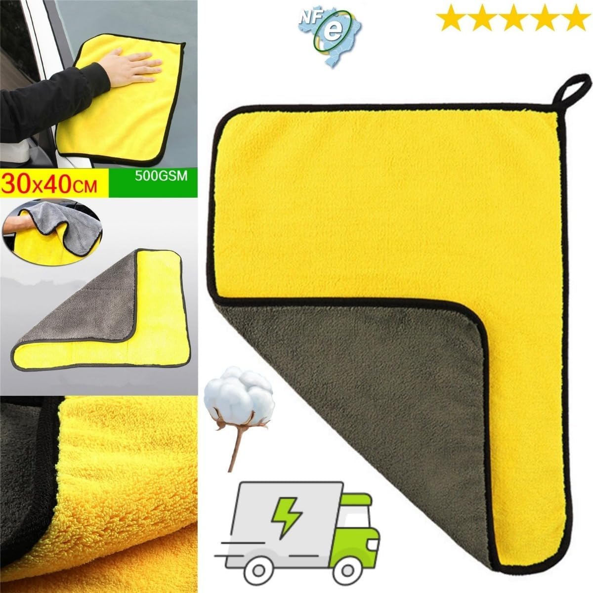 kit 2 unidades Dupla face Pano Lava Carro Toalhas Microfibra Premium Lavagem Dupla Face 30x30cm reutilizável
