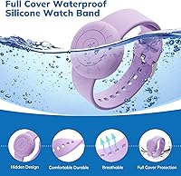 Vista 5 de Pulsera impermeable para Airtag para niños (paquete de 2), pulsera de silicona suave oculta para niños, funda completa ligera para rastreador