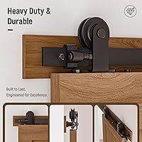 Vista 12 de CCJH - Kit de herrajes para puerta corrediza de granero de 10pies, resistente, suave y silencioso, fácil de instalar, p/paneles de puerta indiv.