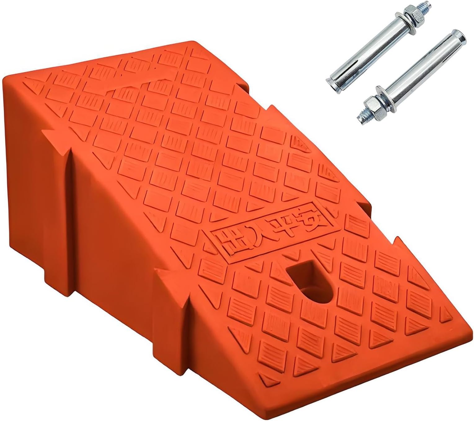 6.3/6.9 Inch High Interlocking Driveway Kerb Ramp, Portable Lightweight Plastic Motorcycle Ramp with Bolts for Sidewalk Car Scooter(Orange,40x16cm/15.7x6.3inch)