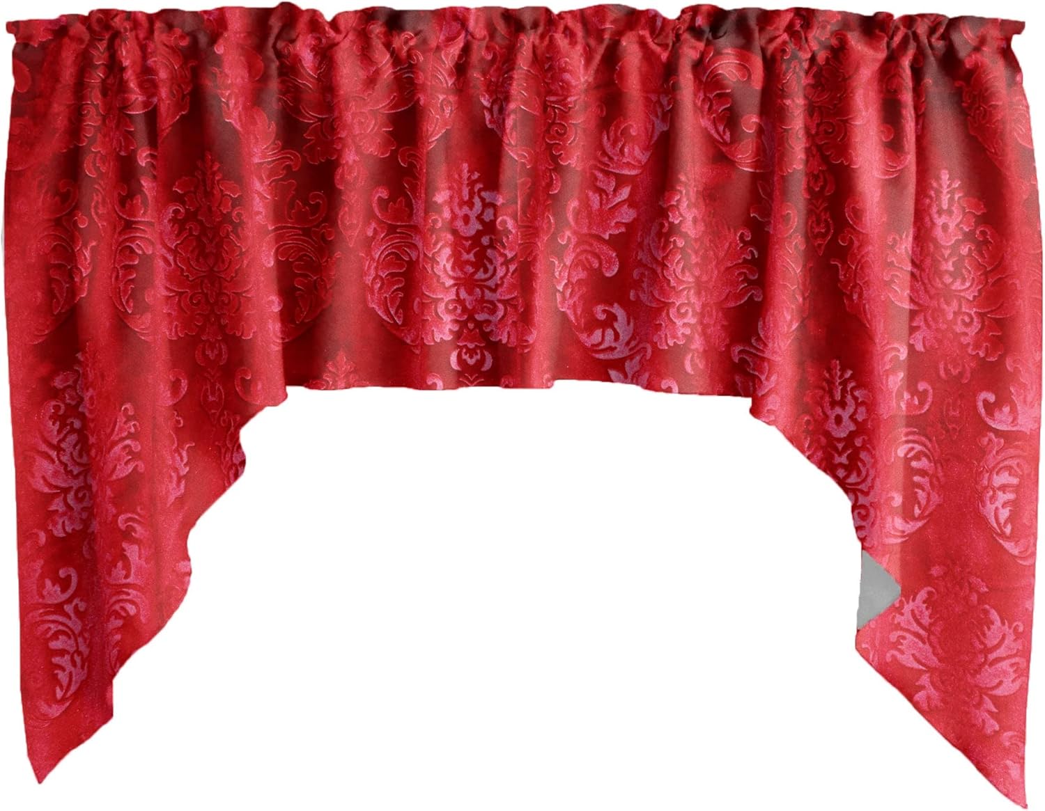 lovemyfabric Velvet Embossed Damask Café Tier Curtains Window Treatment/Window Décor (Tier Curtains 27" Wide / 36" Tall, Navy)