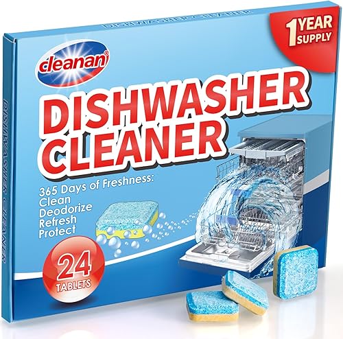 Tabletas limpiadoras y desodorizantes para lavavajillas Paquete de 24 potentes cápsulas descalcificantes y refrescantes, limpieza profunda para