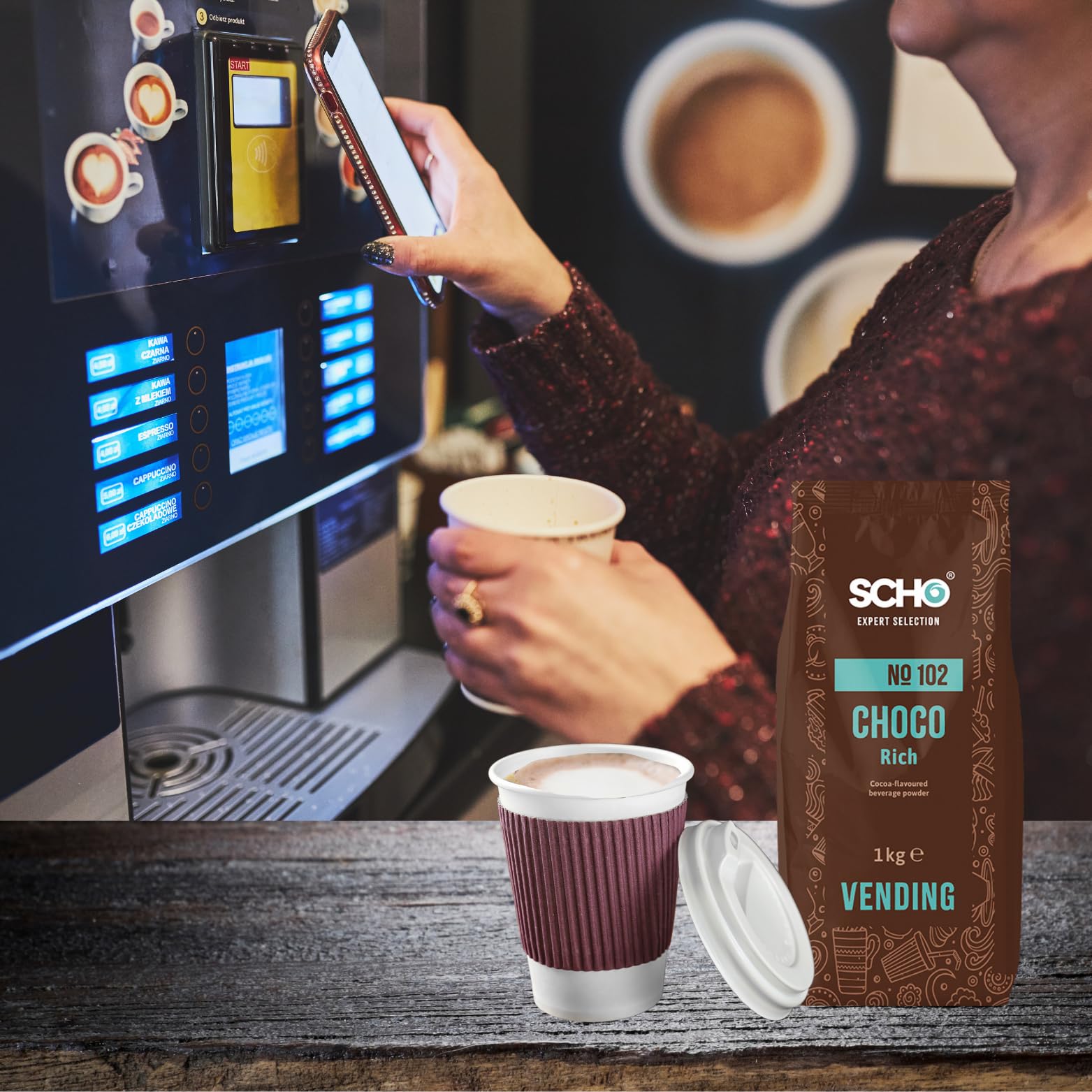 SCHO | Chocolat en Poudre " Choco Rich n°102" | 2x1kg de Poudre Soluble pour Boisson Instantanée