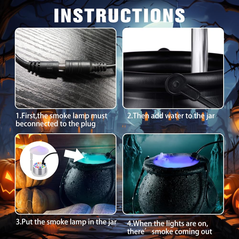 Macchina Nebbia Halloween,Mini Macchina per Nebbia con 12 LED Luci Colorate,Nebulizzatore ad Ultrasuoni per Acqua Con Protezione Anti-Traboccamento,Fumo Finto Halloween Per Un'atmosfera Festosa