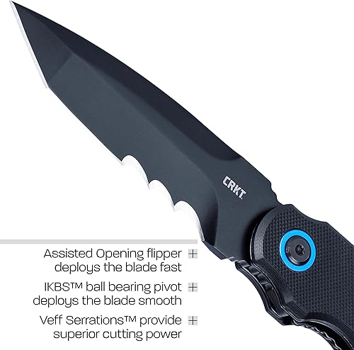 Miniatura 3 de CRKT A.B.C. EDC Cuchillo de bolsillo plegable apertura asistida de transporte diario, pivote de rodamiento de bolas IKBS, bloqueo de revestimiento,
