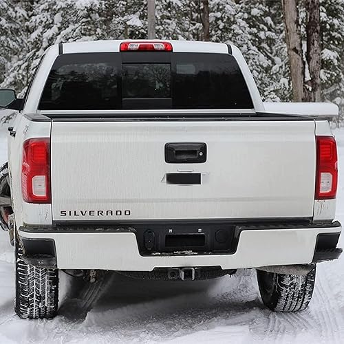 Miniatura 3 de Ensamblaje de parachoques trasero compatible con Chevy Silverado 1500 GMC Sierra 1500 2014-2018 con orificio sin sensor con escalones de esquina,