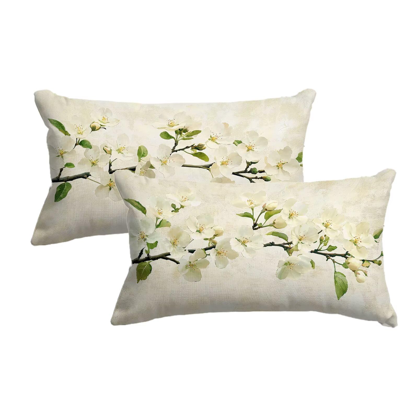 Taie oreiller 50x80 crème lot de 2 housses de coussin de printemps pour canapé salon et maison