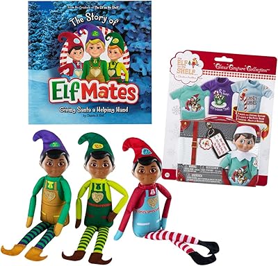 Sponsored Ad - The Elf on the Shelf: Elf Mates Tri-Pack Dark Tone Elves with Sweet Tees Multipack - 3 Elf-Sized Holiday T-...