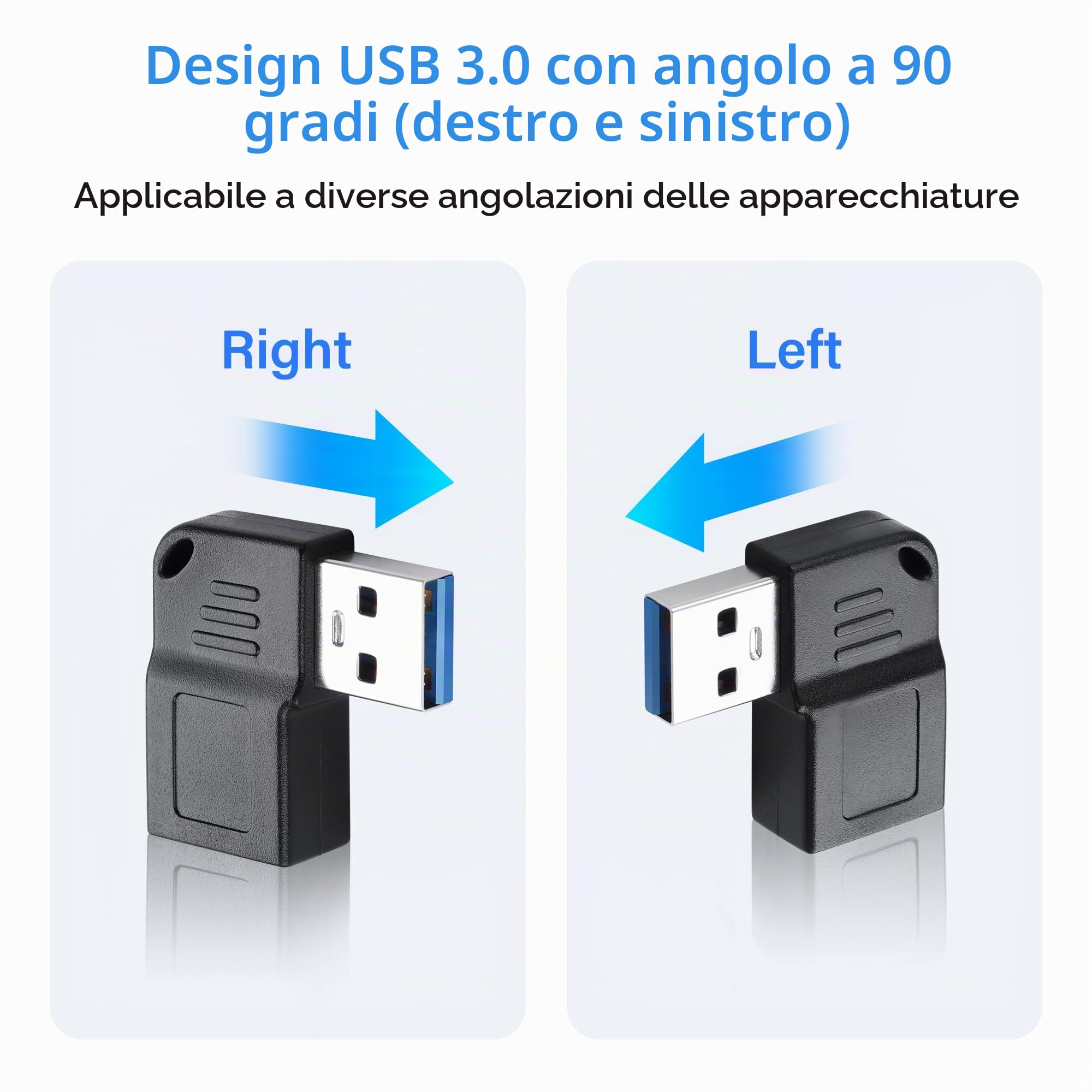 2 Adattatori Angolari USB 3.0 SinLoon – Sinistro E Destro A 90°, 5 Gbps