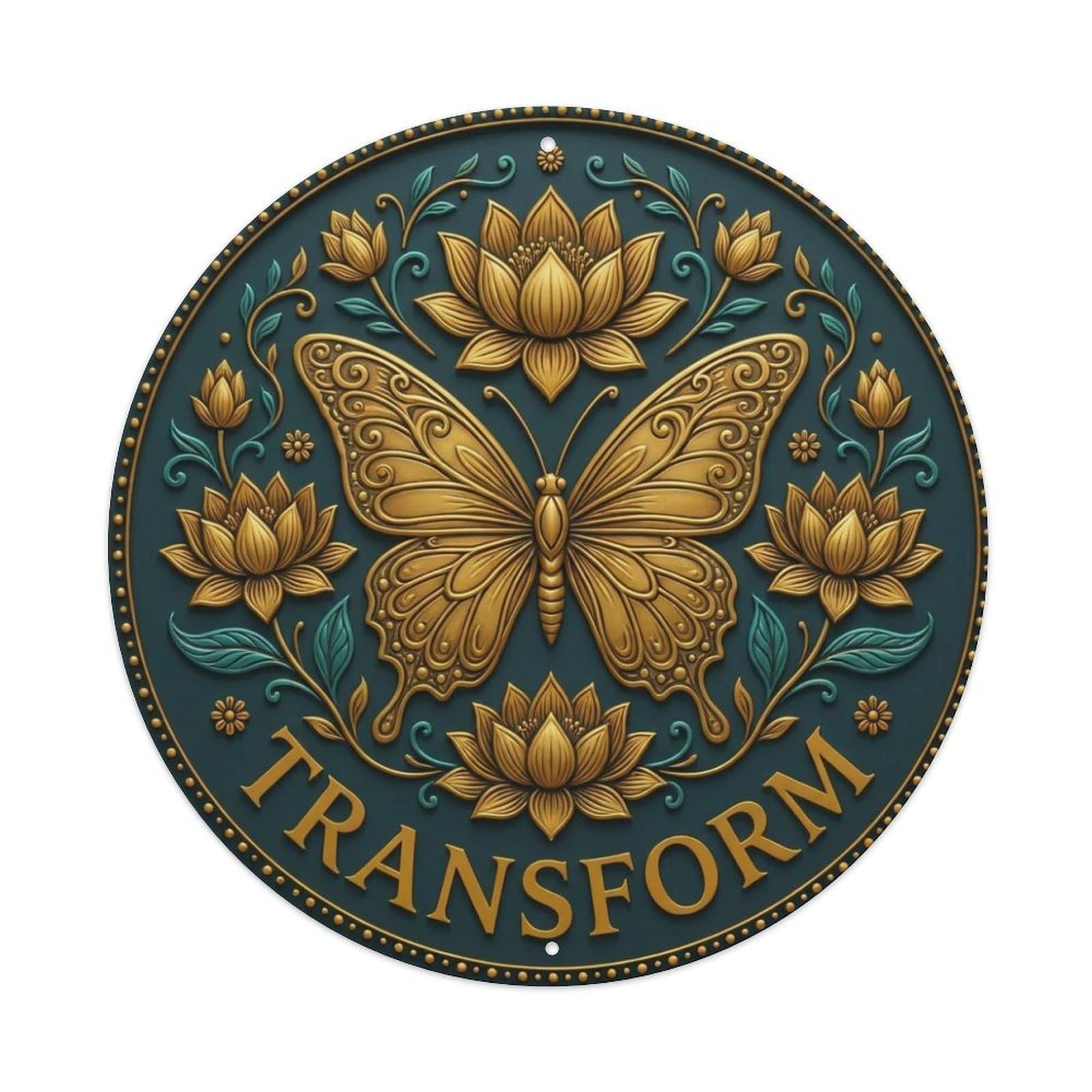 Fyrn Style Metal Tin Sign Vintage Namaste Butterfly Wings Transform Flower Zen Yoga