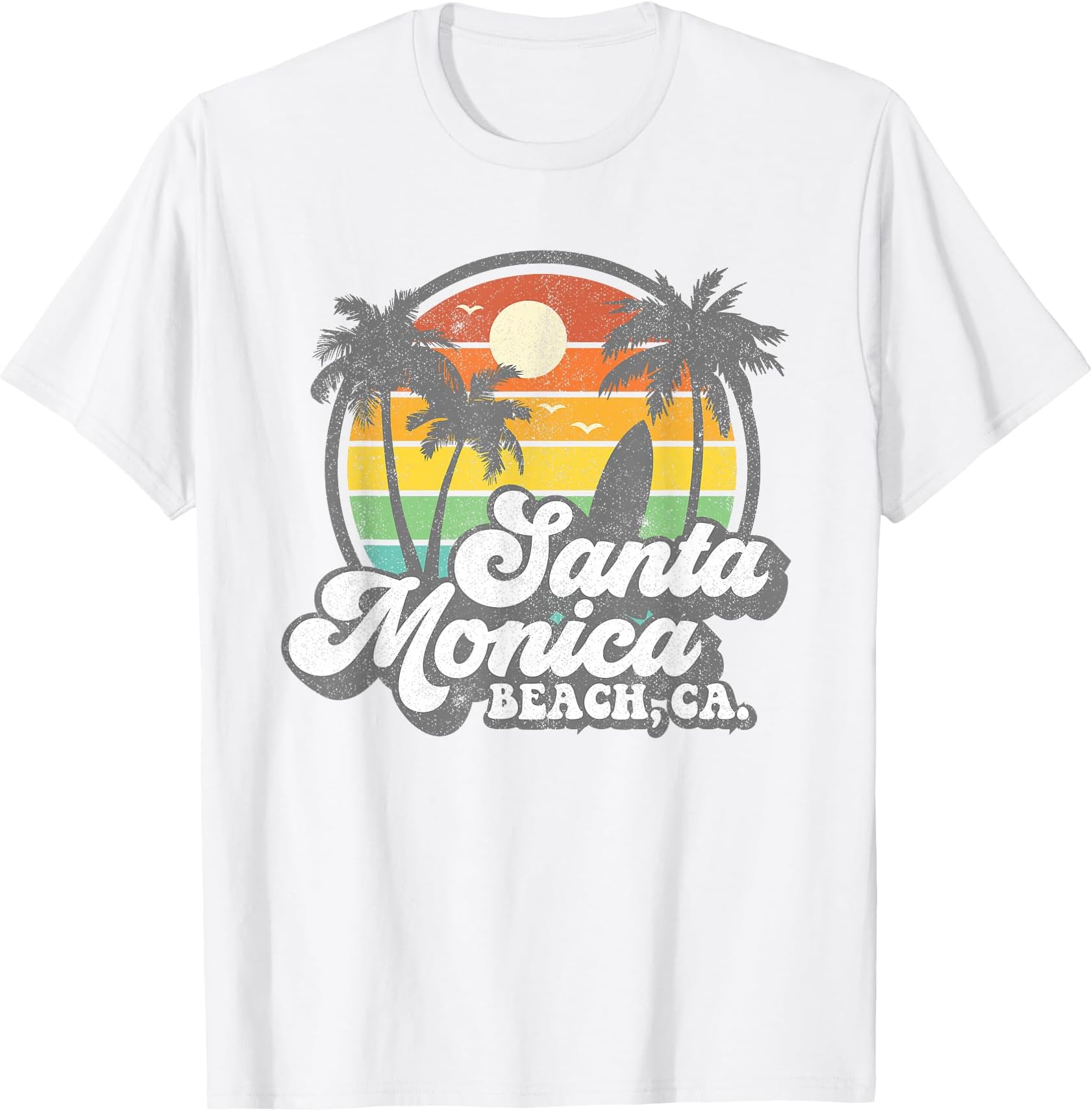 Vintage Santa Monica Beach California Surf Surfing 70's Gift T-Shirt