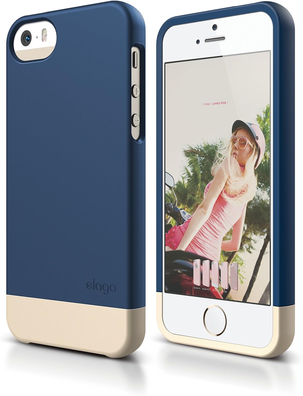 iPhone SE case, elago® [Glide-Limited][Jean Indigo/Champagne Gold] - [Mix and Match][Premium Armor][True Fit] - for iPhone SE/5/5S