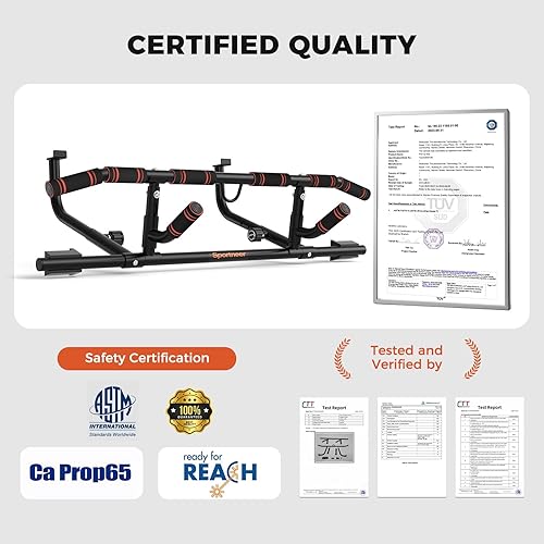Miniatura 3 de Sportneer Barra de dominadas con mango giratorio barra de barbilla de agarre múltiple para puerta, barra de dominadas de entrenamiento de fuerza de
