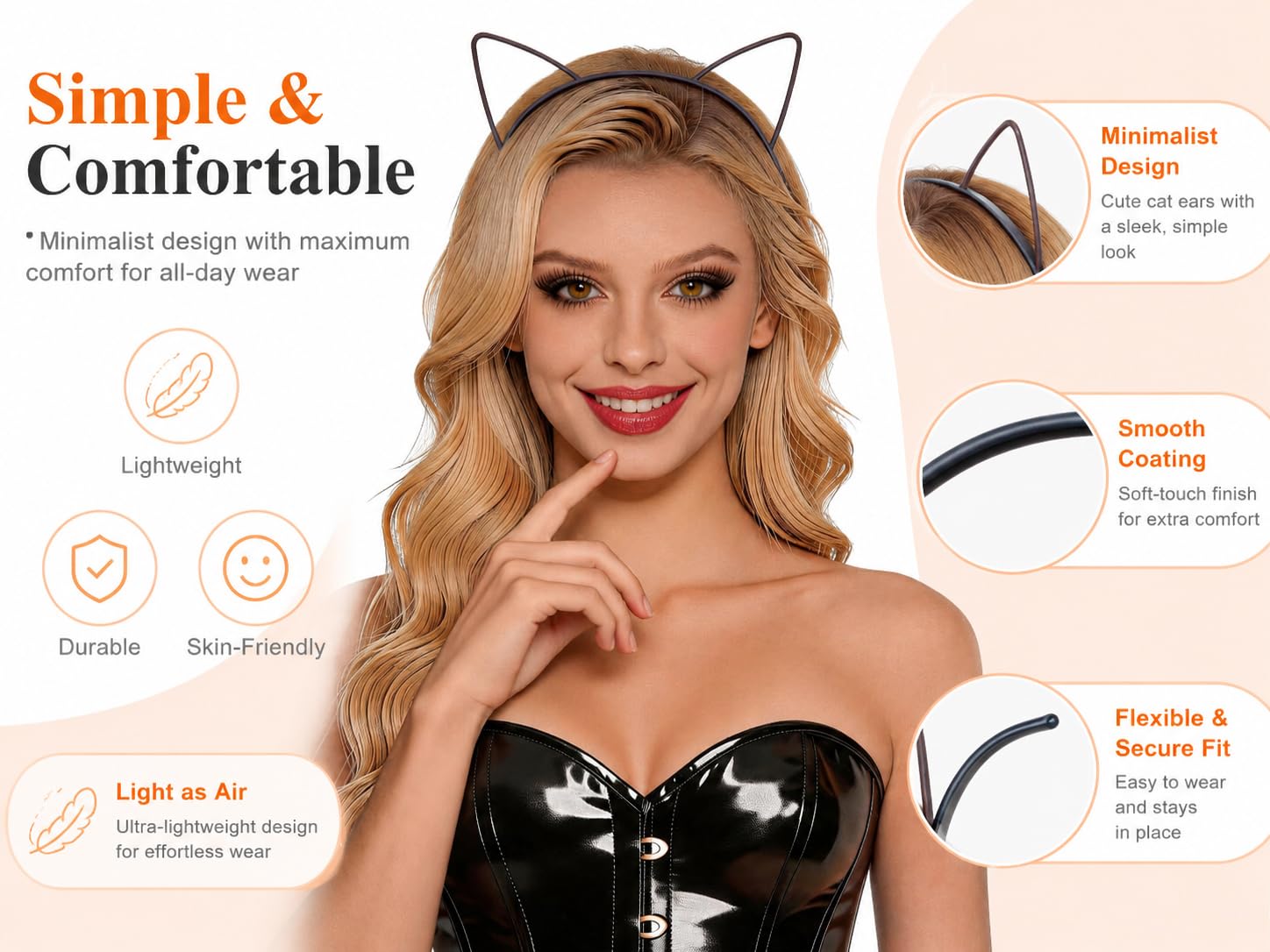Bonnie Z. Leonardo Simple Comfortable Plastic Cat Ears Headband