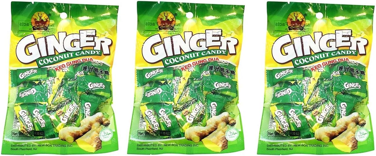 Keo Gung Dua Ginger Coconut Candy 120g, 3 Pack