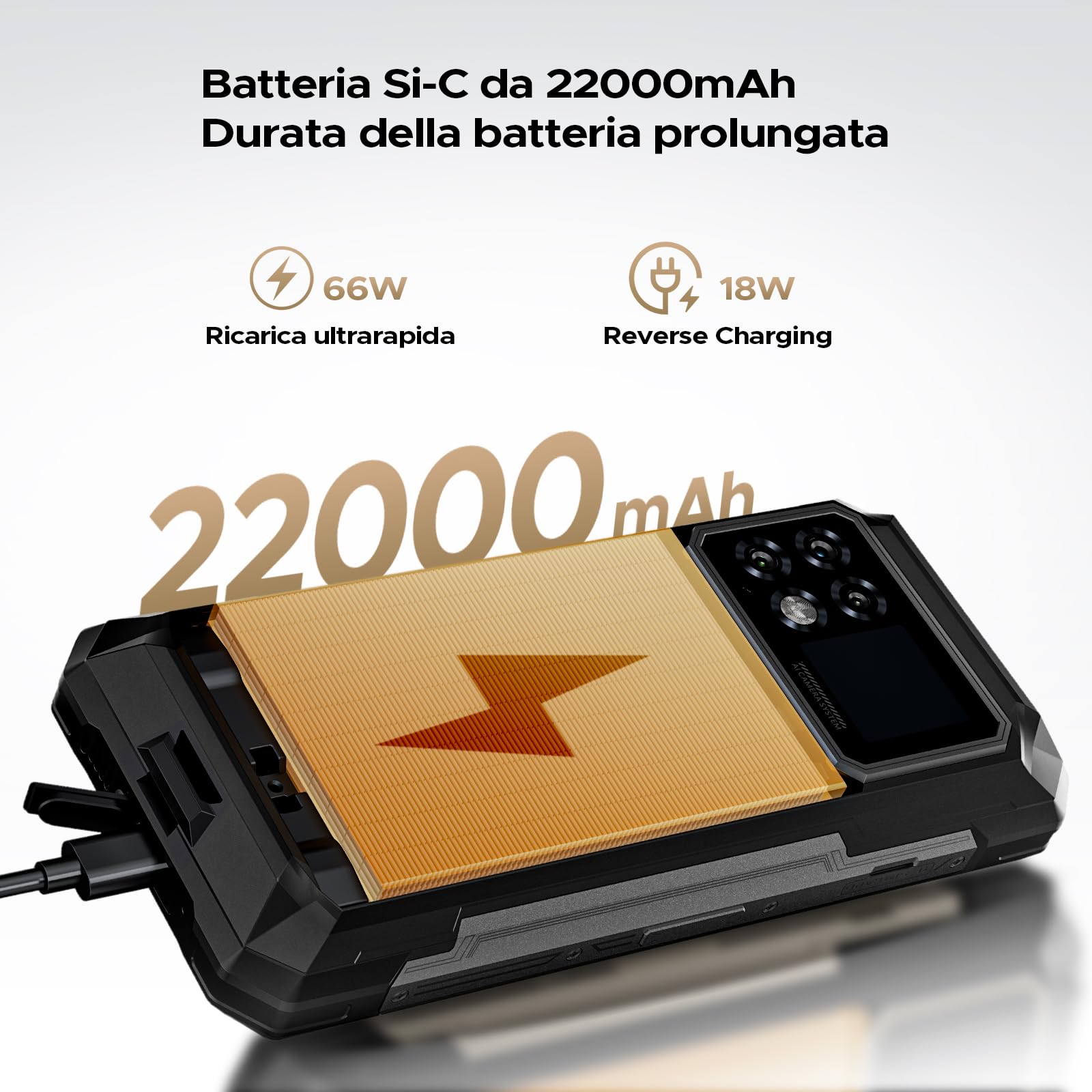 DOOGEE S200 Max 5G Rugged Smartphone Android 15, 1.3" IPS Rear Display, 6.72" 120Hz 36GB+512GB/TF 2TB Telefono Indistruttibile, 22000mAh/66W, Dual Light Flashlight, 108MP/Fingerprint/Face ID/OTG/NFC