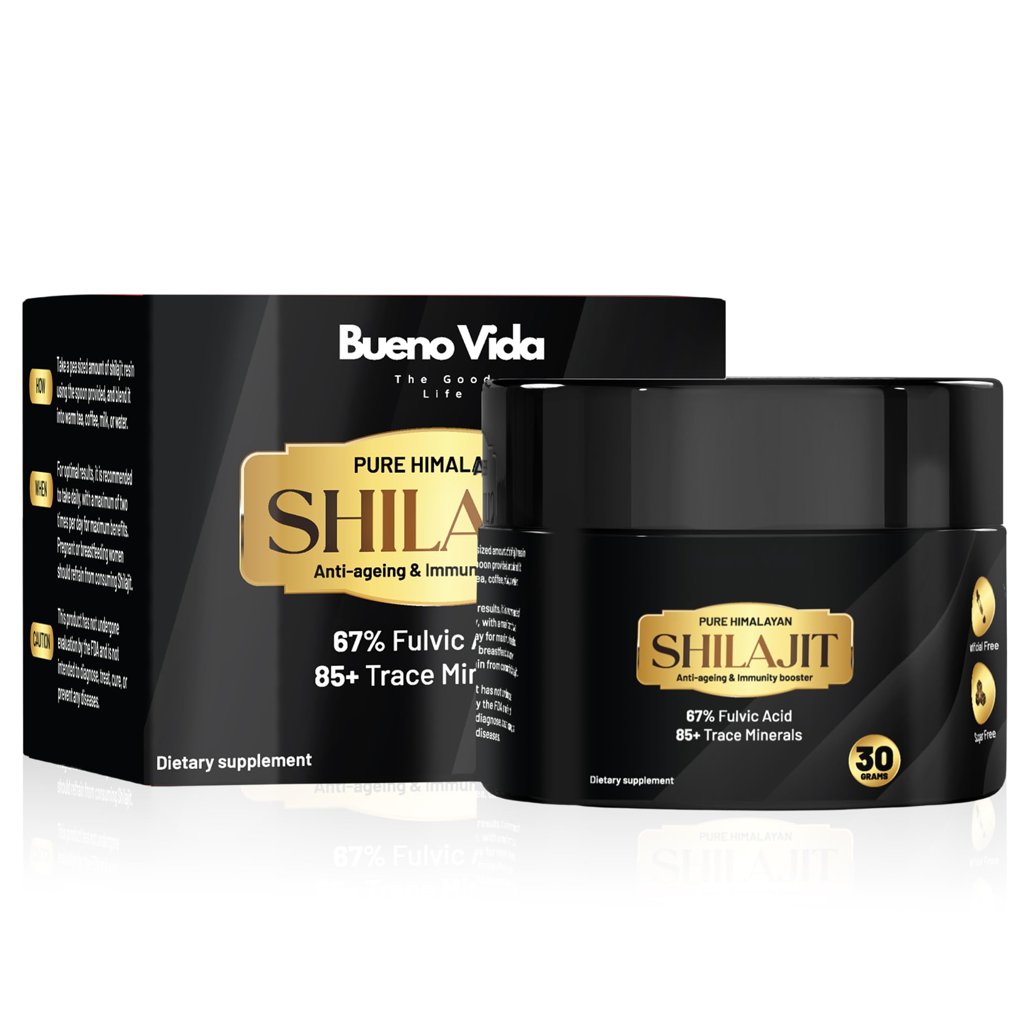 Pure Organic Himalayan Shilajit Resin – 30g | Gold Grade Shilajit for Men & Women | 3rd Party Lab Tested in USA | Natural Energy, Vitality & Wellness | Authentic Shilajit Resin