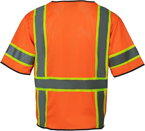 Miniatura 2 de Chaleco de alta visibilidad con bolsillos y cremallera para hombres y mujeres, chaleco de construcción con tiras reflectantes, Hi Vis Clase 3