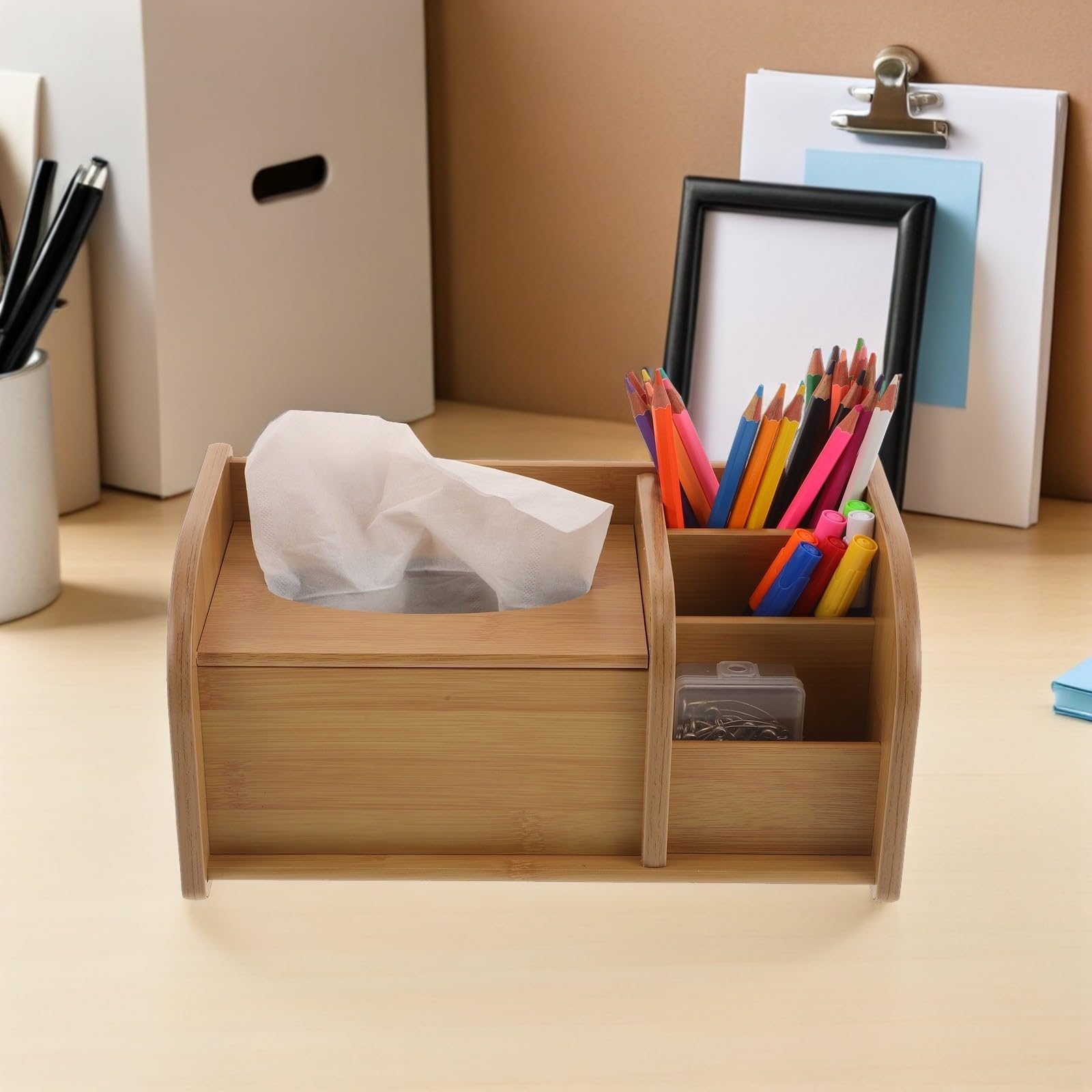 PRETYZOOM Compartimentos Pequeños De Madera, Funda Para Teléfono, Pañuelos, Organizador Para Mando A Distancia, Pilas, Tocador Para Lápiz De Dormitorio Con Organizador De Café,