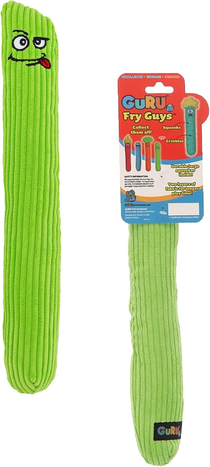 GURU Pet: Fry Guy: Large - Brucey - 14" Plush Dog Toy, Squeaks & Crinkles, Fry Shape Character, Durable Fabric, Soft Pet Stick, Chew-Fetch-Thrash-Play