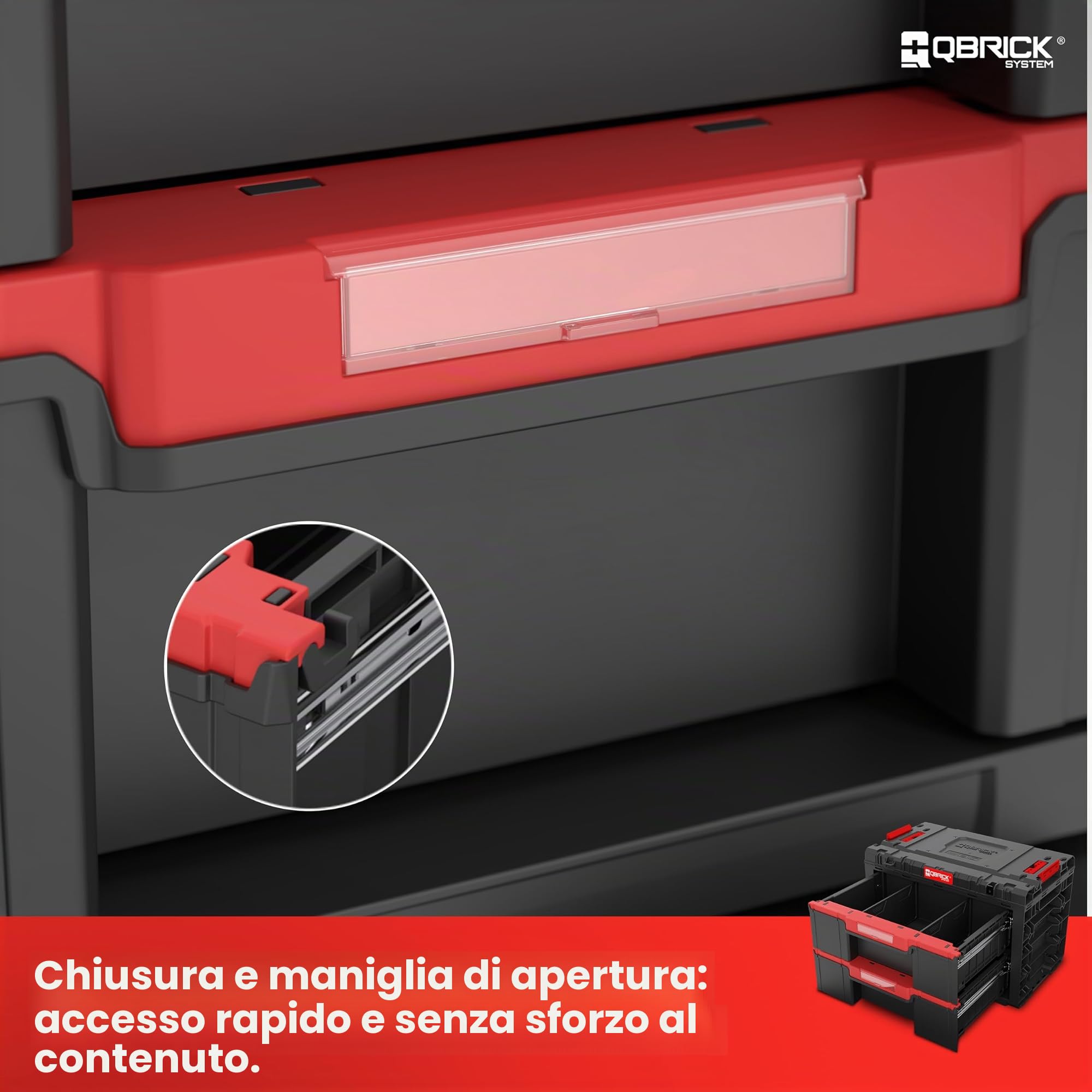 Qbrick System Cassetta Porta Attrezzi Vuota - 2 Scomparti - Valigetta Attrezzi - 542 x 335 x 369 mm Nero