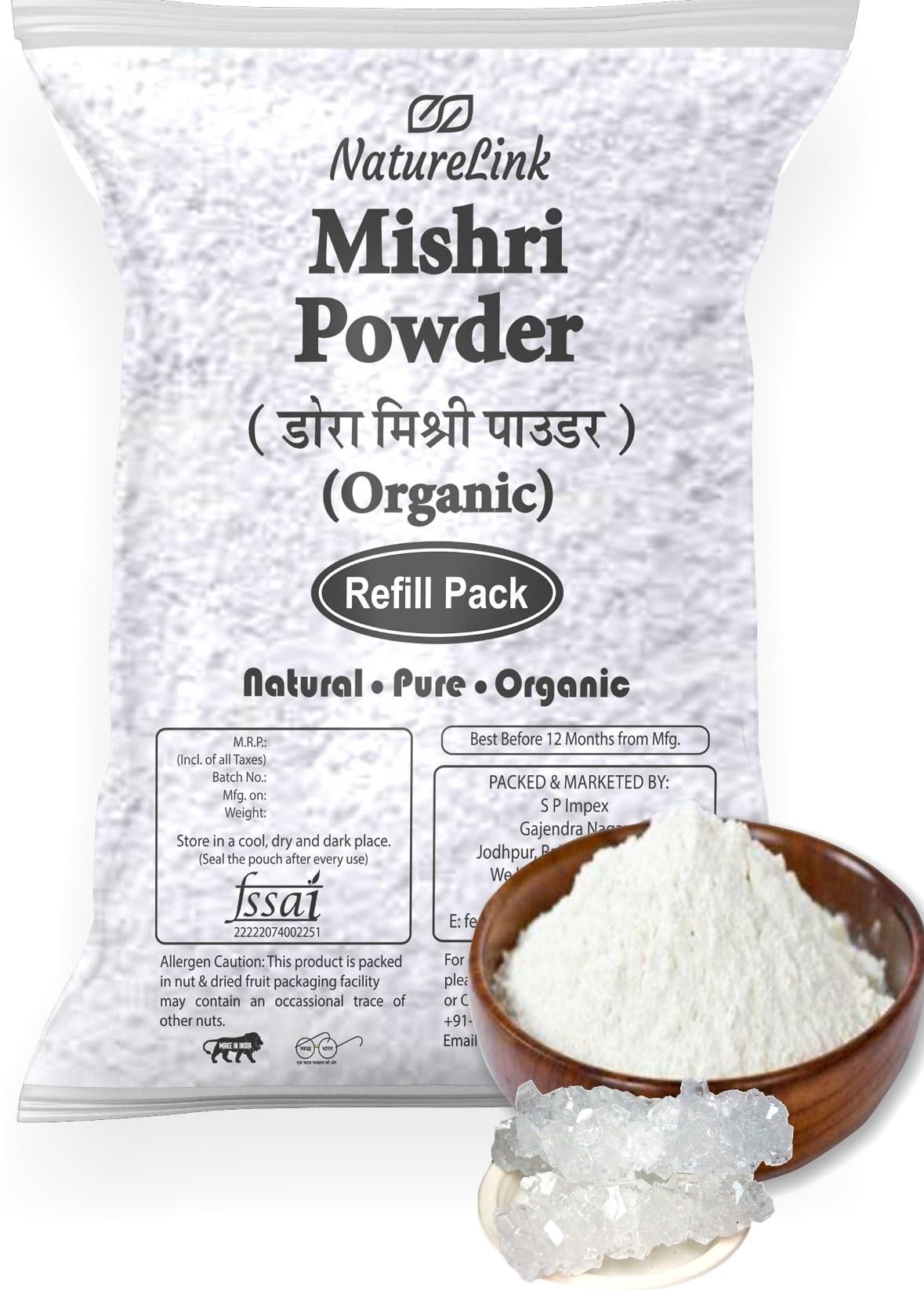 Mishri Powder, Misri Powder, Thread Mishri Powder, Dhaga Mishri Powder, Dhage Wali Mishri Powder, Rock Candy Sugar Powder (Refill) 900g