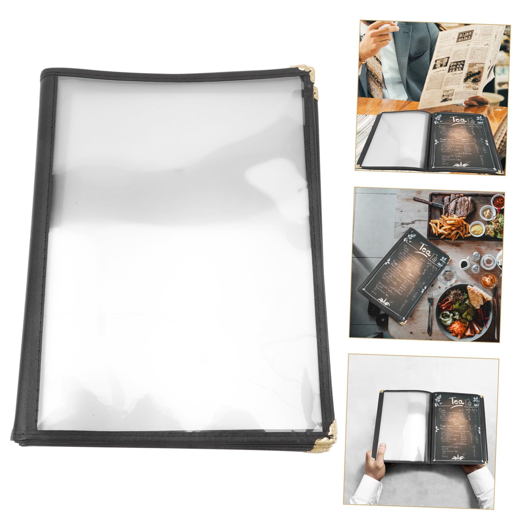 Protector de Menú Transparente de PVC Funda Resistente al Agua y Aceite para Menús de Restaurante de Recetas con Páginas Portátil y Ligera para y de