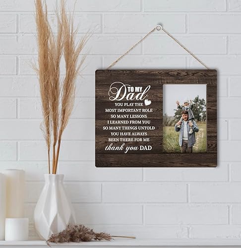 Miniatura 7 de Placa de regalo para papá, letrero de madera con marco de imagen, marco de fotos para papá, decoración de mesa, regalo de agradecimiento para papá,