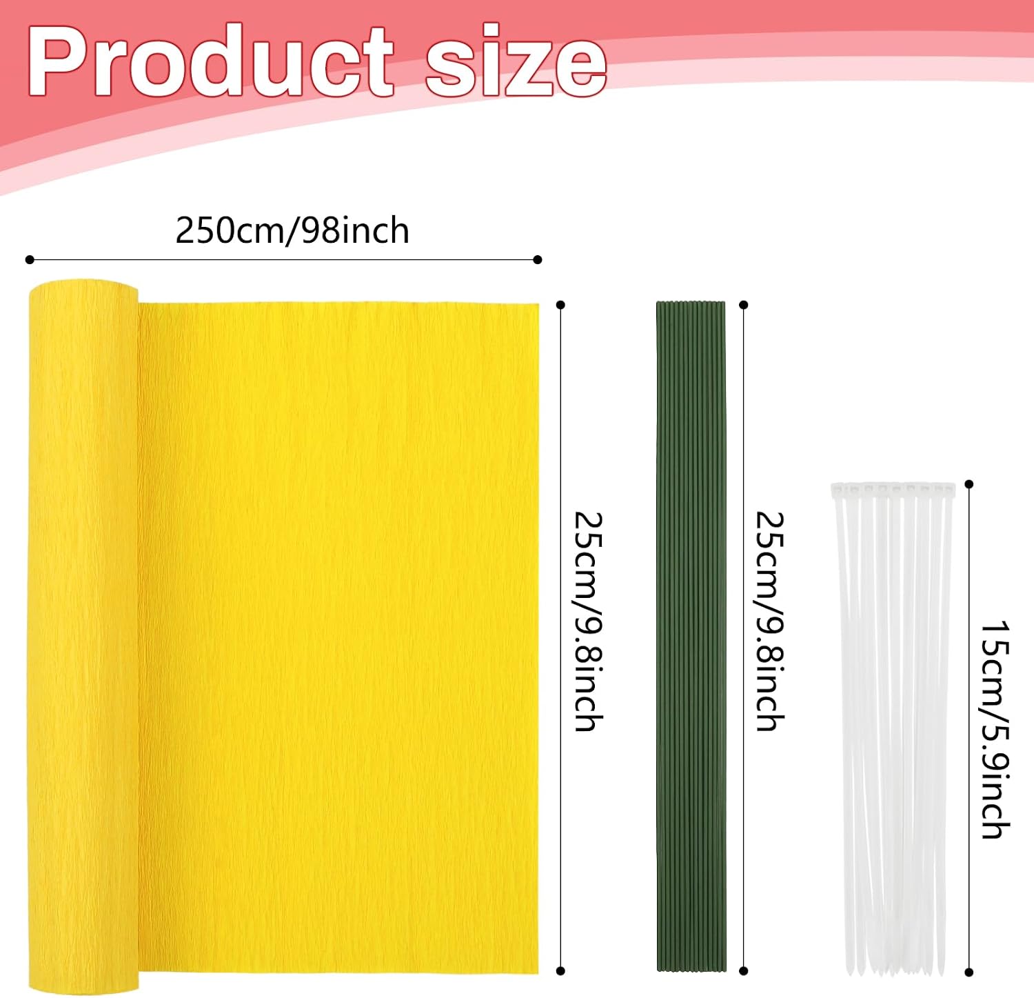 Crepe Paper Flowers, MicButty 42 Pieces Paper Flower Kit Crepe Paper Roll with Floral Tape, Floral Iron Wire Paper Flowers for Crafts Wedding Festival Party Supplies DIY