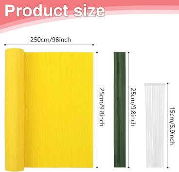 Crepe Paper Flowers, MicButty 42 Pieces Paper Flower Kit Crepe Paper Roll with Floral Tape, Floral Iron Wire Paper Flowers for Crafts Wedding Festival Party Supplies DIY